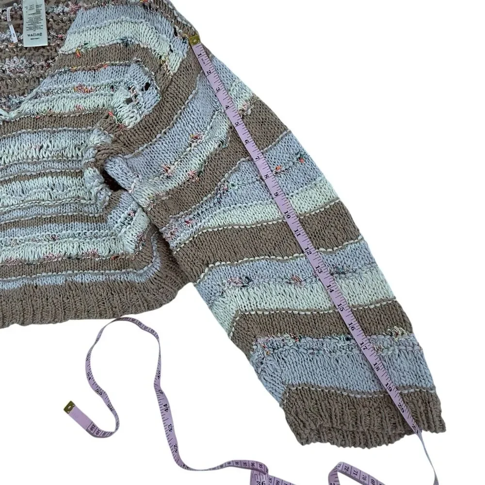 Free People Lake Life Pullover Sweater in Sunset Sand Medium Chunky Cropped Boho